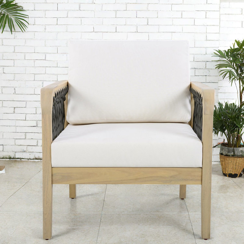 Chaises longues Comfort, chaise de patio moderne en corde de bois d'acacia