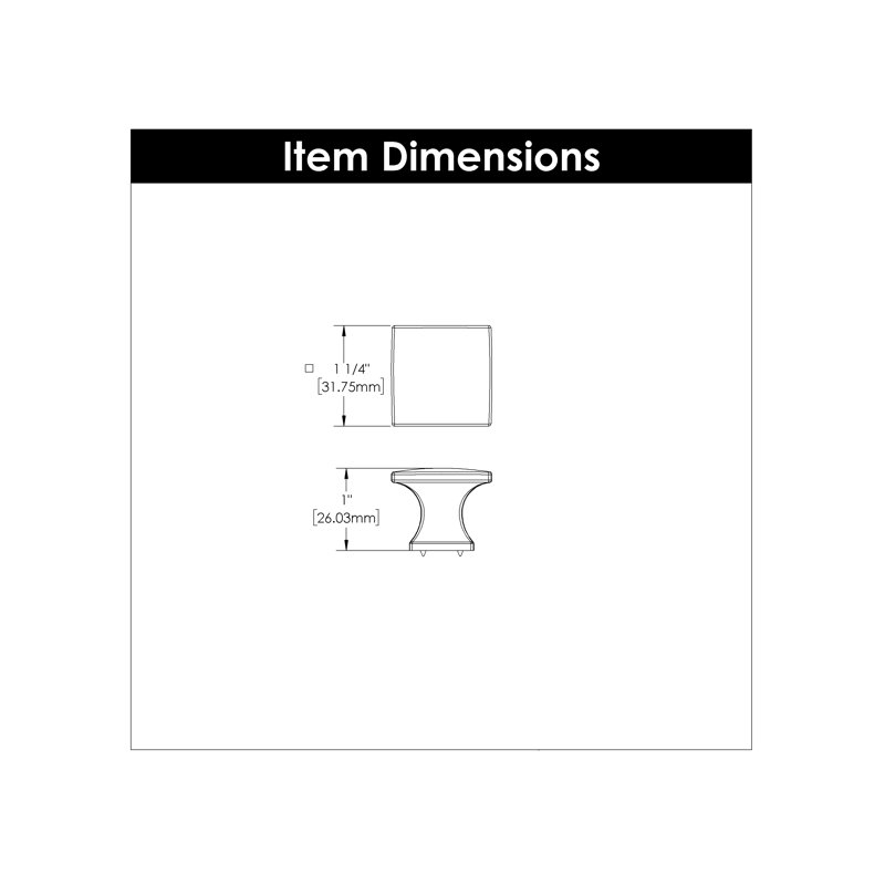 Studio Collection Square Knob - 1-1/4" x 1-1/4 " Cabinet Knob Satin Nickel - Transitional Hardware for Drawers & Cabinets