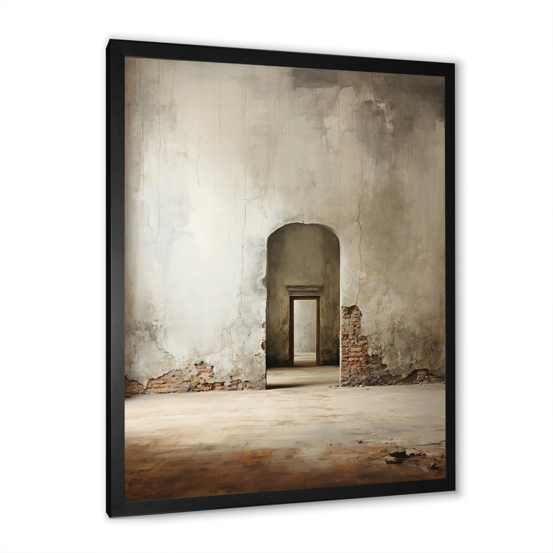 Impression sur toile «Beige minimalisme Embrace I», Cadre simple noir, H 40 po x l 30 po x P 1,5 po