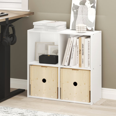  LUDER Book Shelf, 4-Cube Bookshelf, Bookcase with Open Shelves, 9.5 x 24.6 x 23.7, for Living Room, Bedroom, Home Office, White
