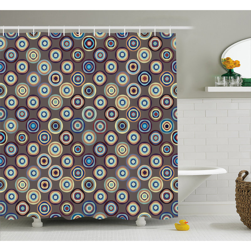 Geometric Shower Curtain with Hooks Included, 69" W x 75" L