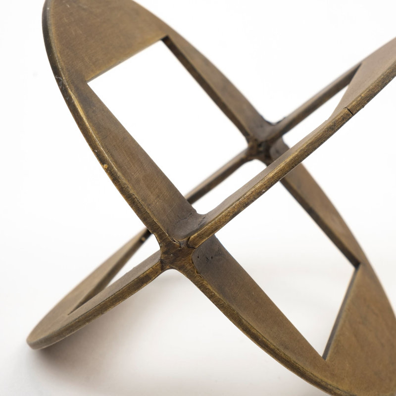 Melun Metal Geometric Orb Tabletop Sculpture, 5.5" H x 5" W x 5" D, Gold