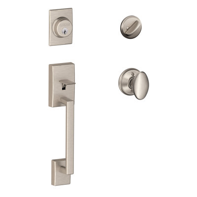 Jeu poignées century avec un bouton de verrou et de siena et rosette de porte à cylindre simple