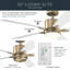 Ventilateur de plafond intérieur Lucian Elite 5 pales DEL de 52 pouces, couleur bronze champagne, pales blanches mates-2084219665-2084219671