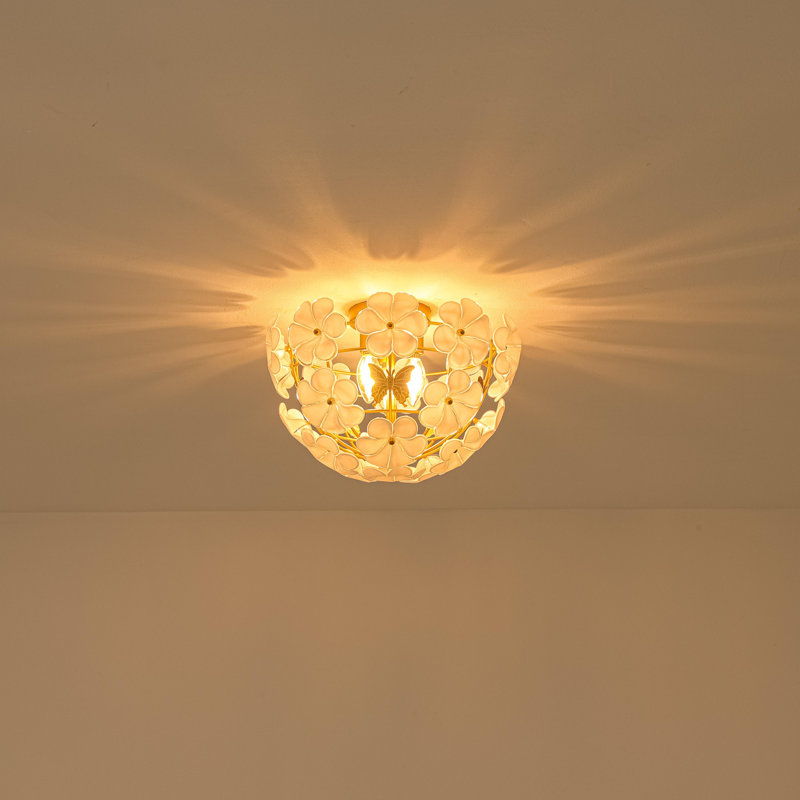 3-Light Modern White Glass Flower Flush Mount