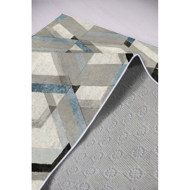 Premium Area Rug (2.6 x 4.0 ft), Grey, 100% Polyester, 650 g/m² | Pile Height: 0.2 in, Digital Print, Antibacterial, Eco-Friendly, Non-Slip PVC Dot Underside | Machine Washable, Ideal for Living Room & Bedroom Décor