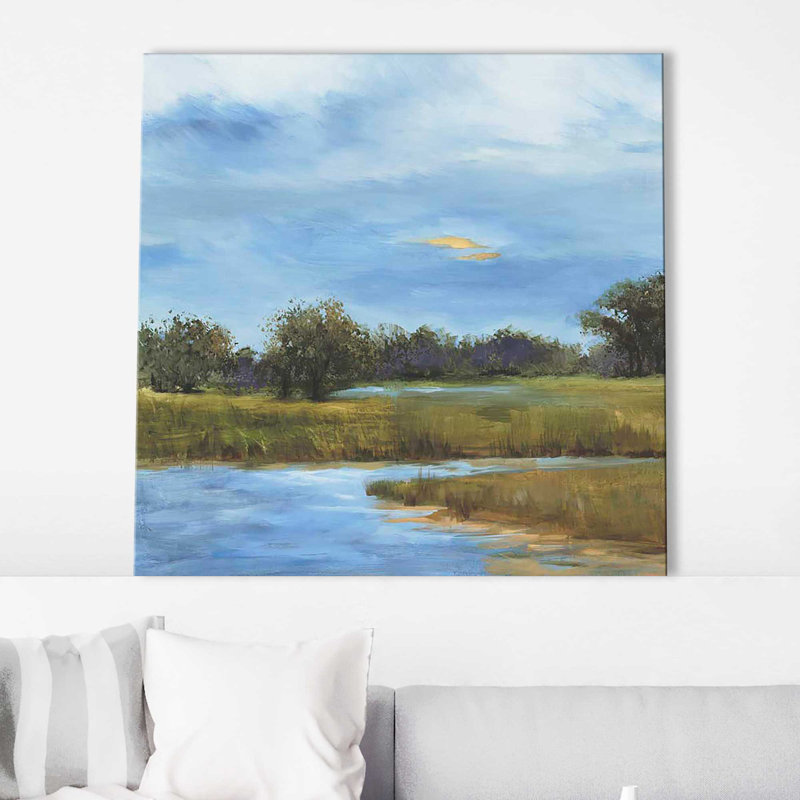 Riverwalk I par Liz Jardine - Peinture, Toile tendue, H 18 po x l 18 po x P 1 po