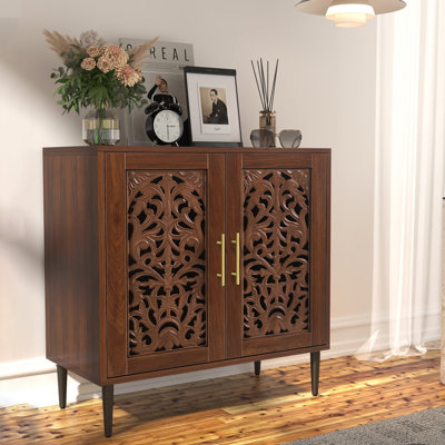 31.4"Carved Buffet Sideboard Cabinet, Brown