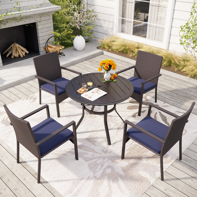 Alyah 4 - Person Patio Dining Set with Round Table , Cushions Included