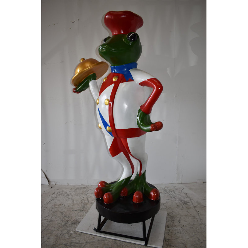 Giant Colorful Resin Frog Chef Outdoor Statue