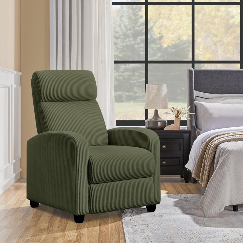Canapé inclinable réglable moderne en tissu avec siège et dossier plus épais, Tissu velours côtelé vert
