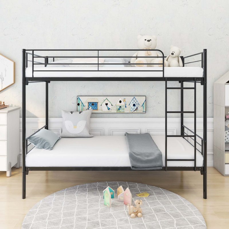 Blesse Kids Twin Over Twin Bunk Bed, Black