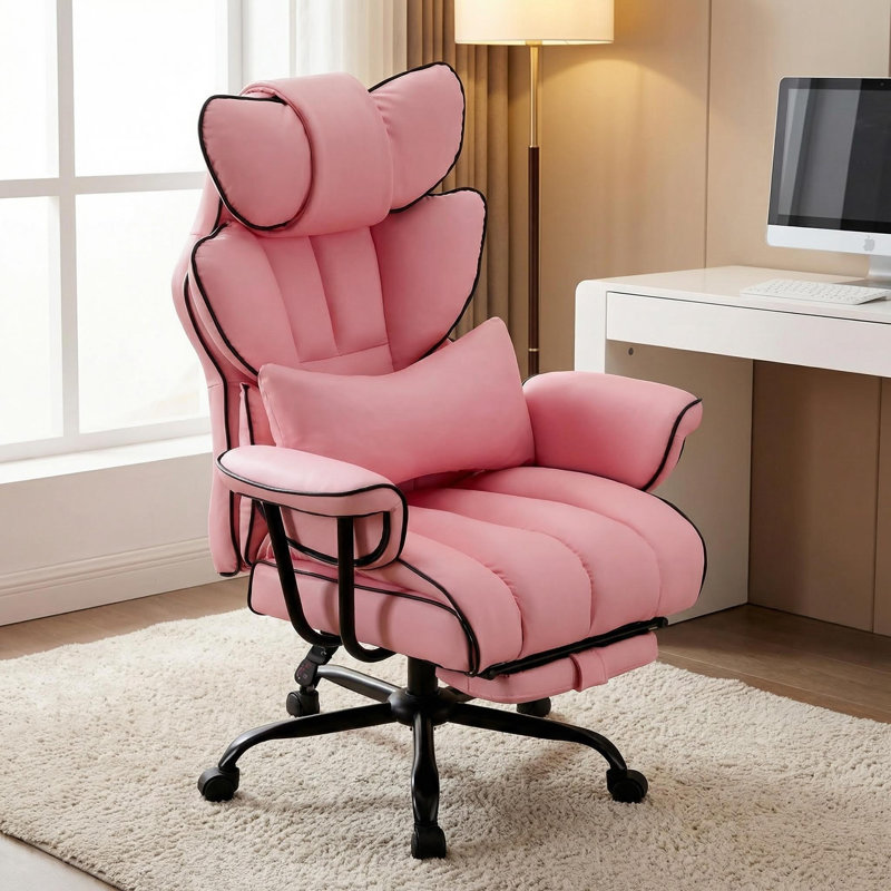 Fauteuil de direction haut dossier avec appui-tête, Rose