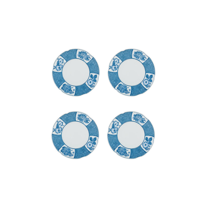 Coralina Blue Porcelain Dinnerware Set - Service for 4