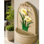 Fontaine murale d'extérieur 31 "en H avec pompe - Fleur rose avec libellule et grille-1119580794