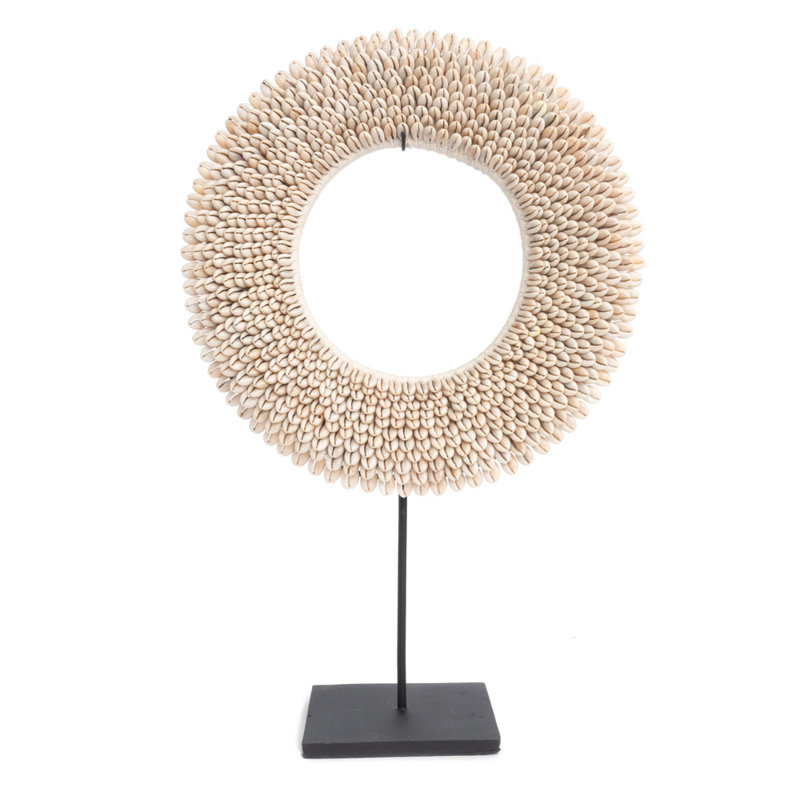 Cowry Shell Necklace Decorative Sculpture, 17" H x 12" W x 4.75" D