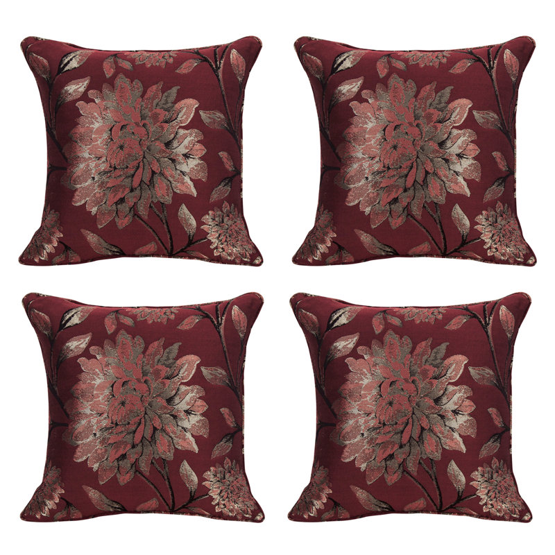 Doggett Floral Square Cushion, Red