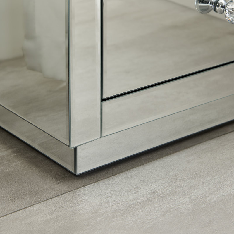 Malo Mirrored Bedside Table 3 Drawers Modern Design