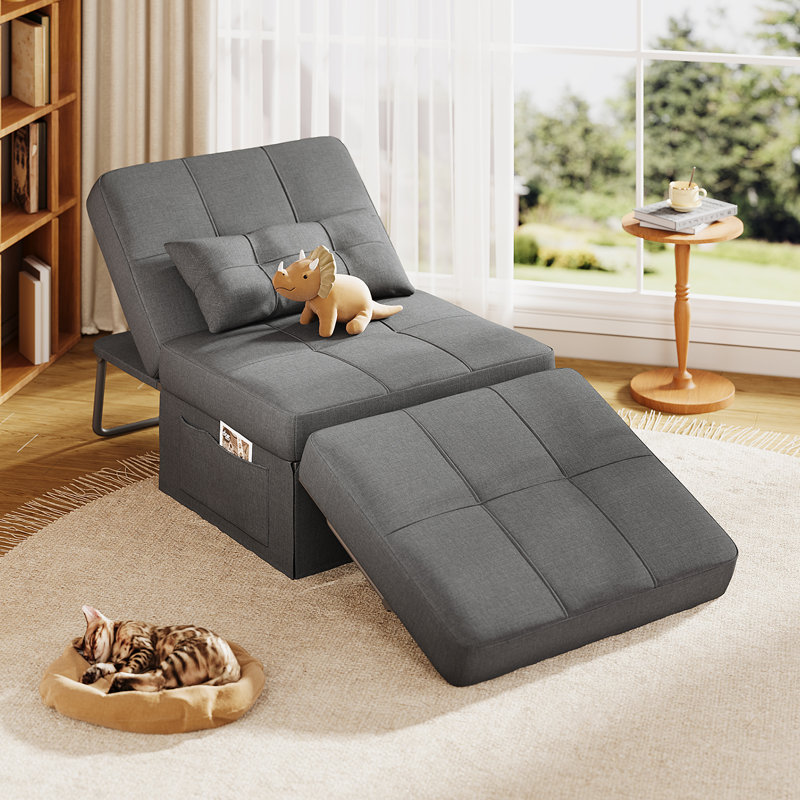 Canapé-lit pliant 4 en 1 avec dossier réglable, fauteuil convertible multifonctionnel en lit avec coussins, lit d'invité peu encombrant pour salon et appartement