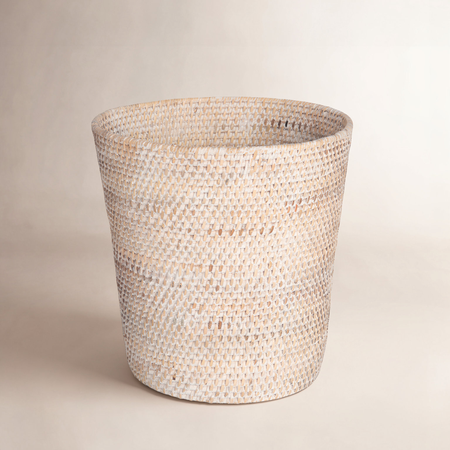 Goodfield 3gal Rattan Waste Basket, Latte