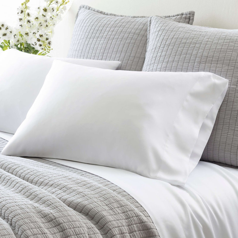 Silken Solid Pillowcases (Pair), Standard Pillowcases, White