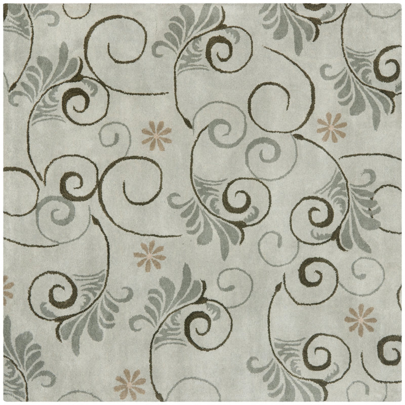 Tapis gris en laine touffeté à la main Chanler, Carré 6 pi