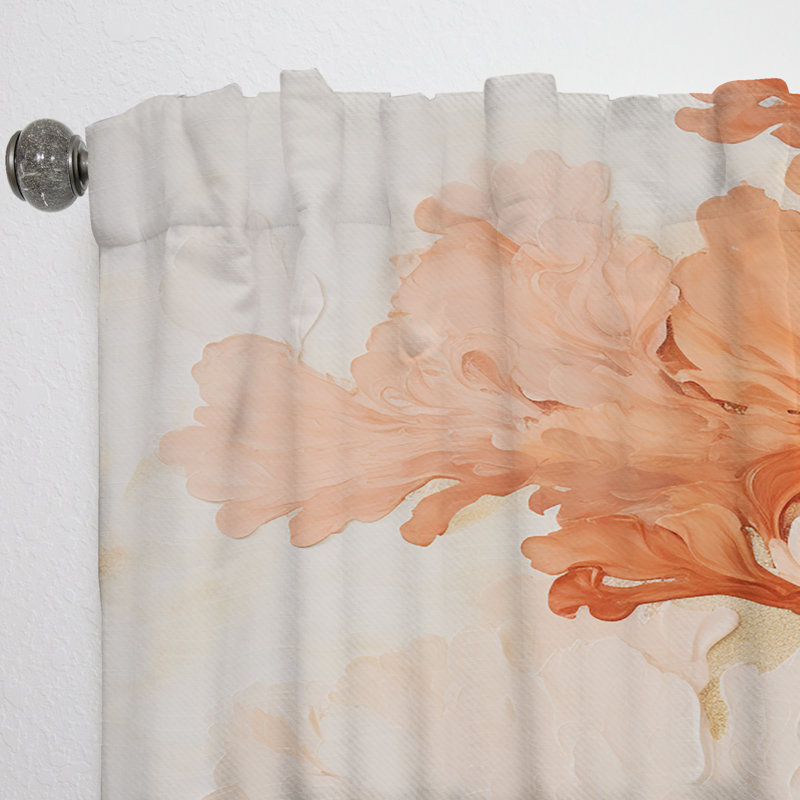 Maliyah Pink And White Coastal Coral Collage III - Nautical Velvet Curtain - Room Darkening - 1 panel, 52" W x 95" L