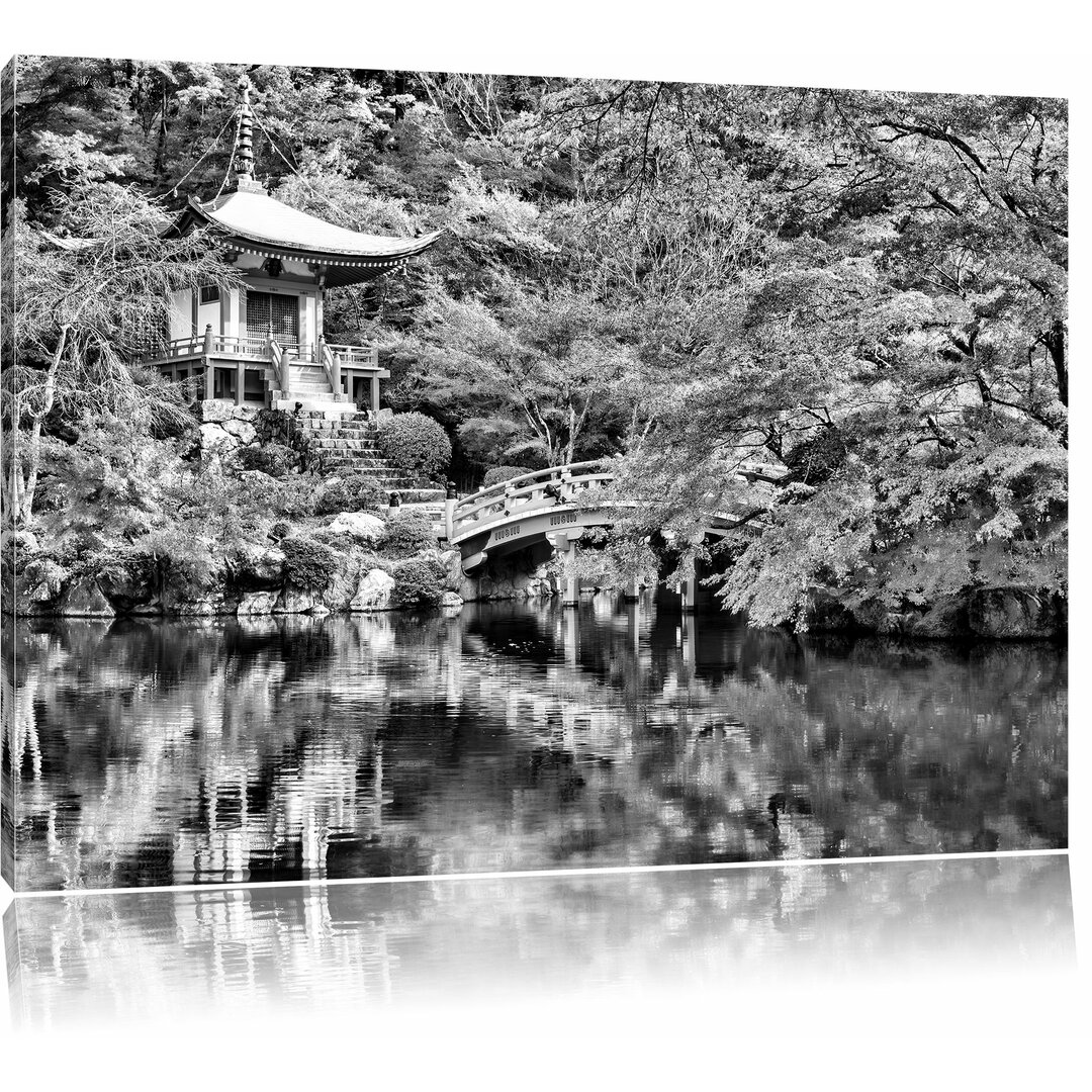 Leinwandbild Wunderschönes Kloster in Japan in Monochrom