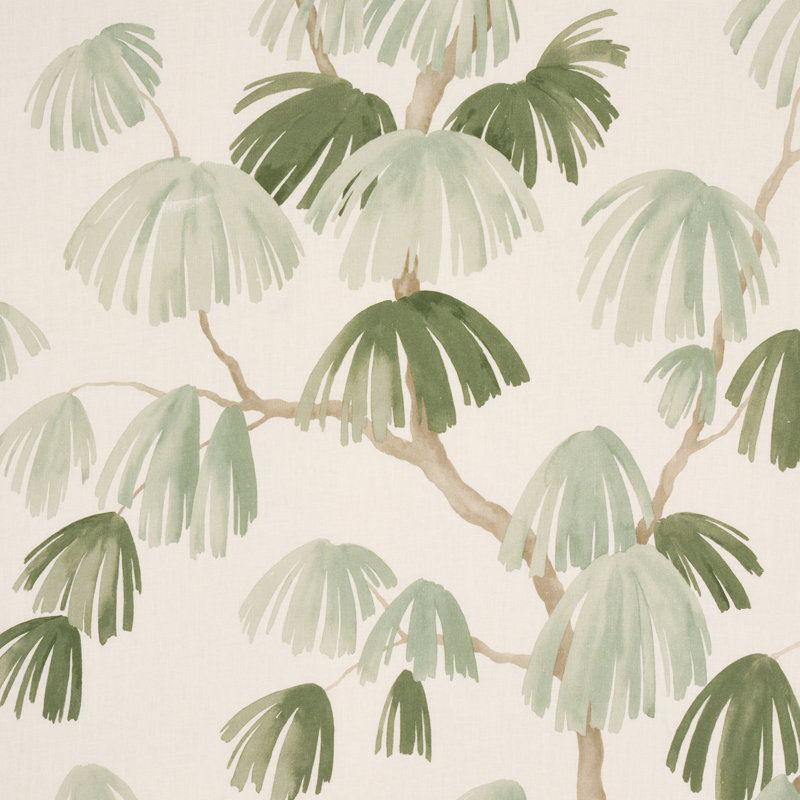 Schumacher x David Kaihoi Weeping Pine Fabric, Sage