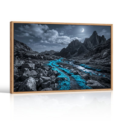 Ensemble de 1 tableau sur toile représentant un ruisseau de montagne