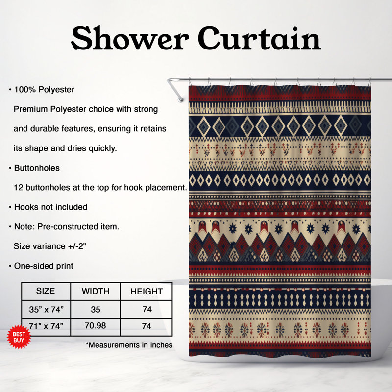 Rideau de douche Boho Whimsy - Premium, H 74 po x l 71 po