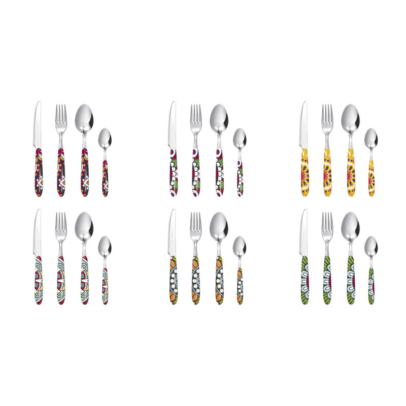 24 Pieces Coloured Cutlery Set, Service For 6