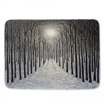Winter Forest Bath Mat Landscape Bathroom Decor Rustic