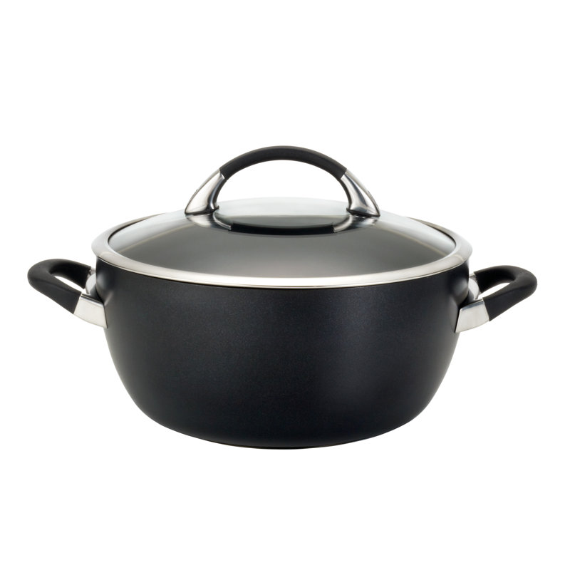 Circulon Symmetry Hard-Anodized Nonstick 5.5-Quart Casserole with Lid, Black