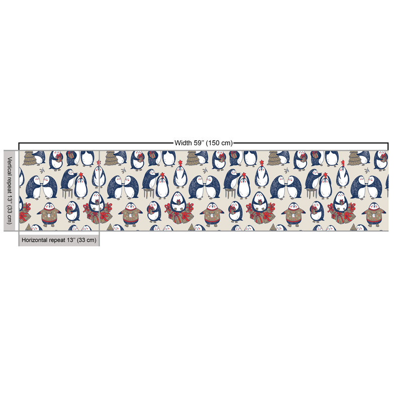 Aliaz Grunge Penguins Boxes Fabric