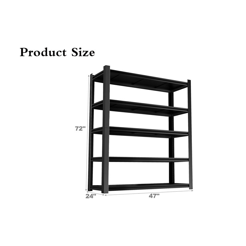 Tablettes en métal noir , H 72 po x l 47 po x P 24 po
