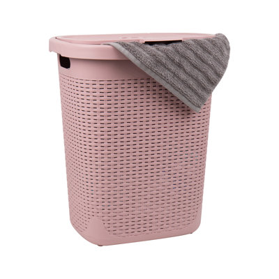 Panier à linge mince 60 L, panier à linge, couvercle, plastique