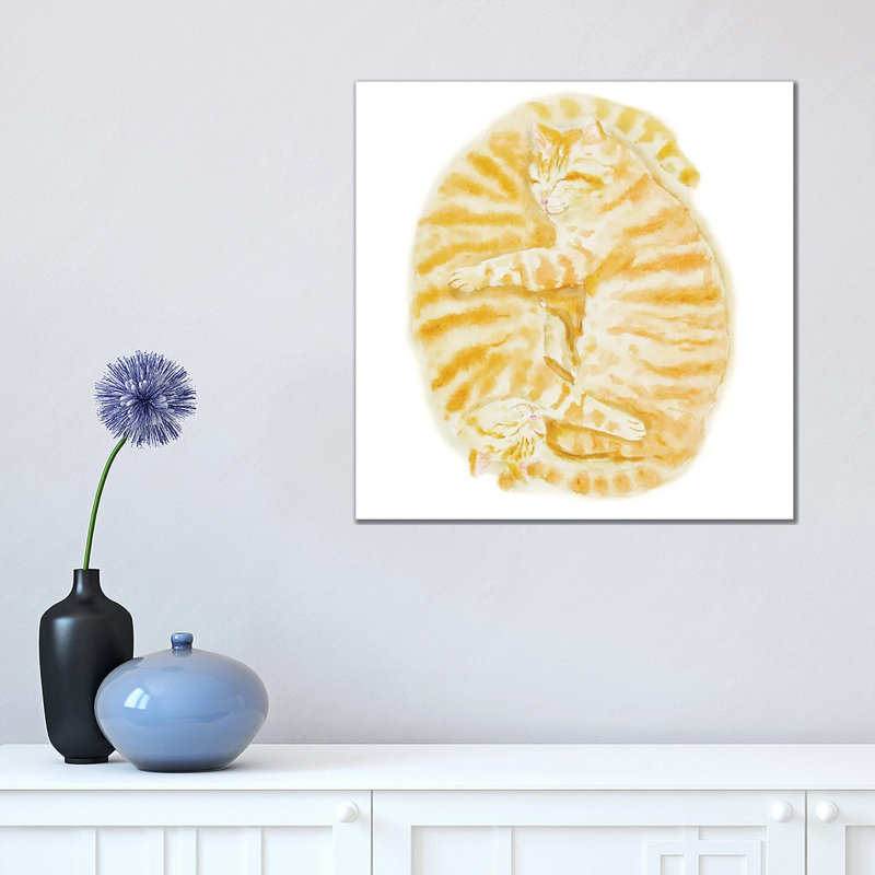 Two Sleeping Orange Tabby Cats 1 Piece Wrapped Canvas Wall Art, 45.72 cm H x 45.72 cm W x 1.91 cm D