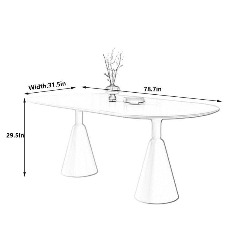 Table de salle à manger Modern, H 29,5 po x L 78,7 po x l 31,5 po