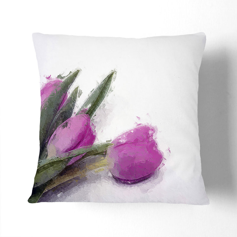 Floral Square Cushion, 40cm H x 40cm W x 15cm D, Stone