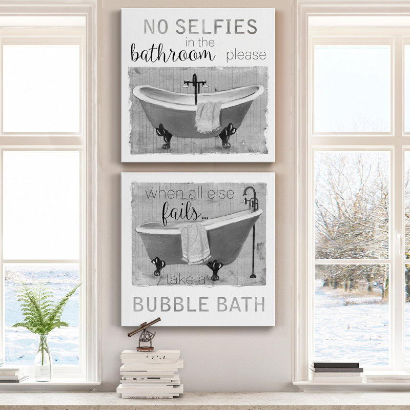 Neutral Selfies Bath - ensemble de 2 reproductions d'art texturé sur toile tendue, H 10 po x l 10 po x P 1,25 po