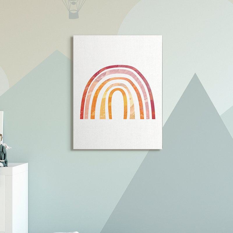 Arc-en-ciel chaud avec texture de ciel abstrait, Toile tendue, H 30 po x l 24 po x P 1,5 po