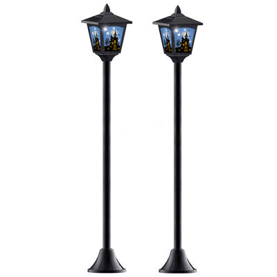 2 Pack 40-Inch Solar Powered Vintage Street Lights,Solar Post Light For Garden Pathway Lawn Halloween Haunted House Stickers