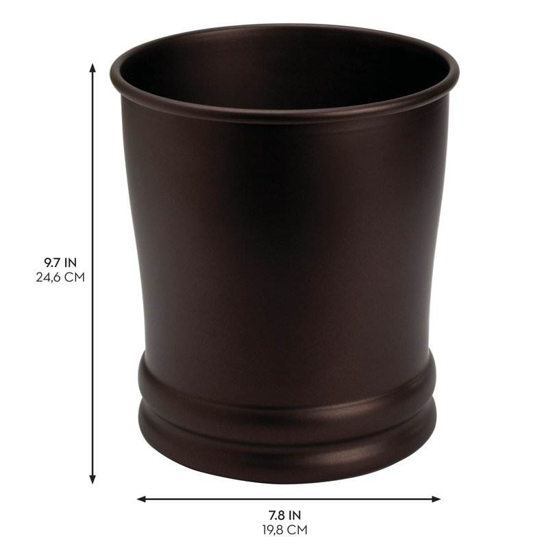 iDesign Set of 2 Steel Round Bathroom Trash Cans - Bronze