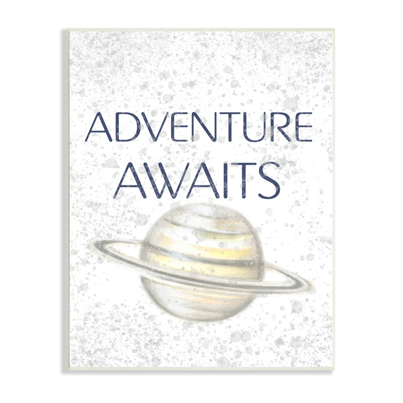 «Children Adventure Awatts», Saturn Ringed, planète art, Plaque de bois, H 15 po x l 10 po