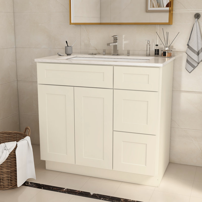 Base de meuble-lavabo antique en contreplaqué blanc antique pour salle de bain - résistance et élégance, Blanc antique