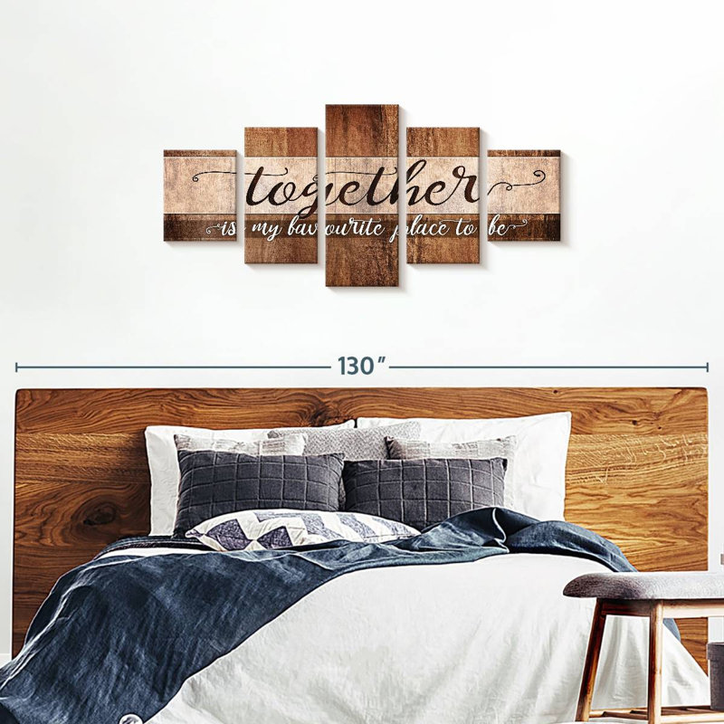 Ensemble de citation «Together Is My Favorite Place» 5 pièces, H 34 po x l 74 po x P 1,25 po