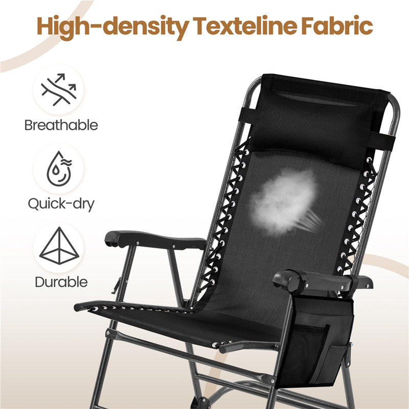 Patio Lounge Camping Chair, Black