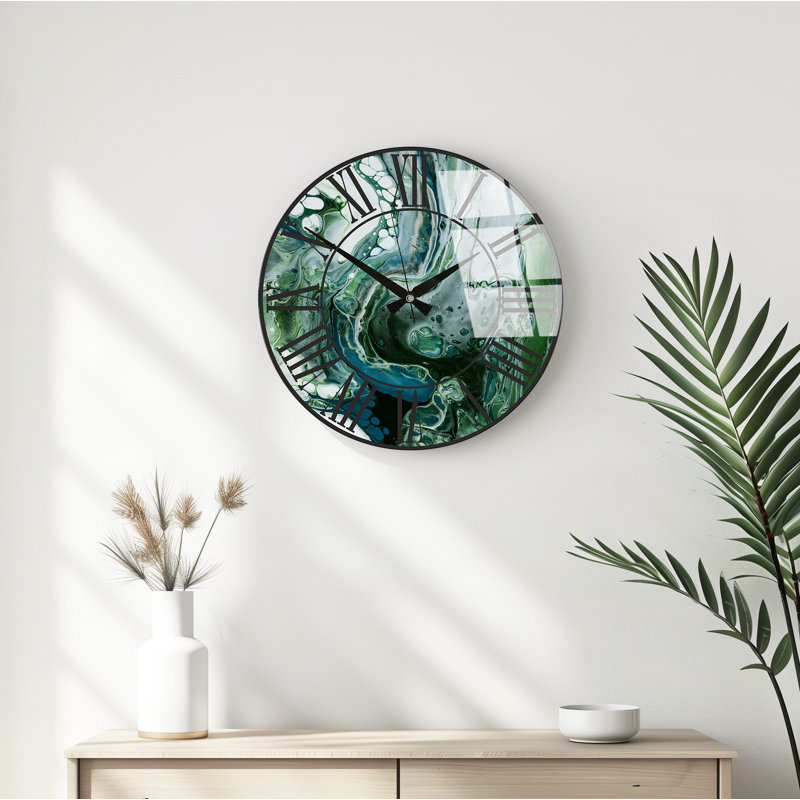 Horloge murale élégante en verre, 15,7 pouces de diamètre | 100% verre avec une épaisseur de 0,16 pouce | Design moderne pour le salon, le bureau et la décoration intérieure | Horloge élégante pour tout mur