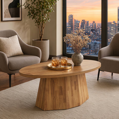 47" Oval Coffee Table, Farmhouse Centre Accent Table for Living Room